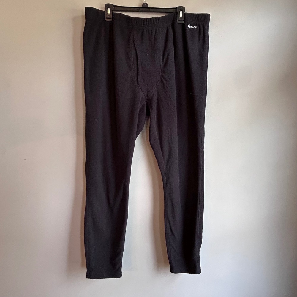 Cabelas Heavyweight Thermal Base Layer Pants Mens 2XL Black Fleece Bottoms
